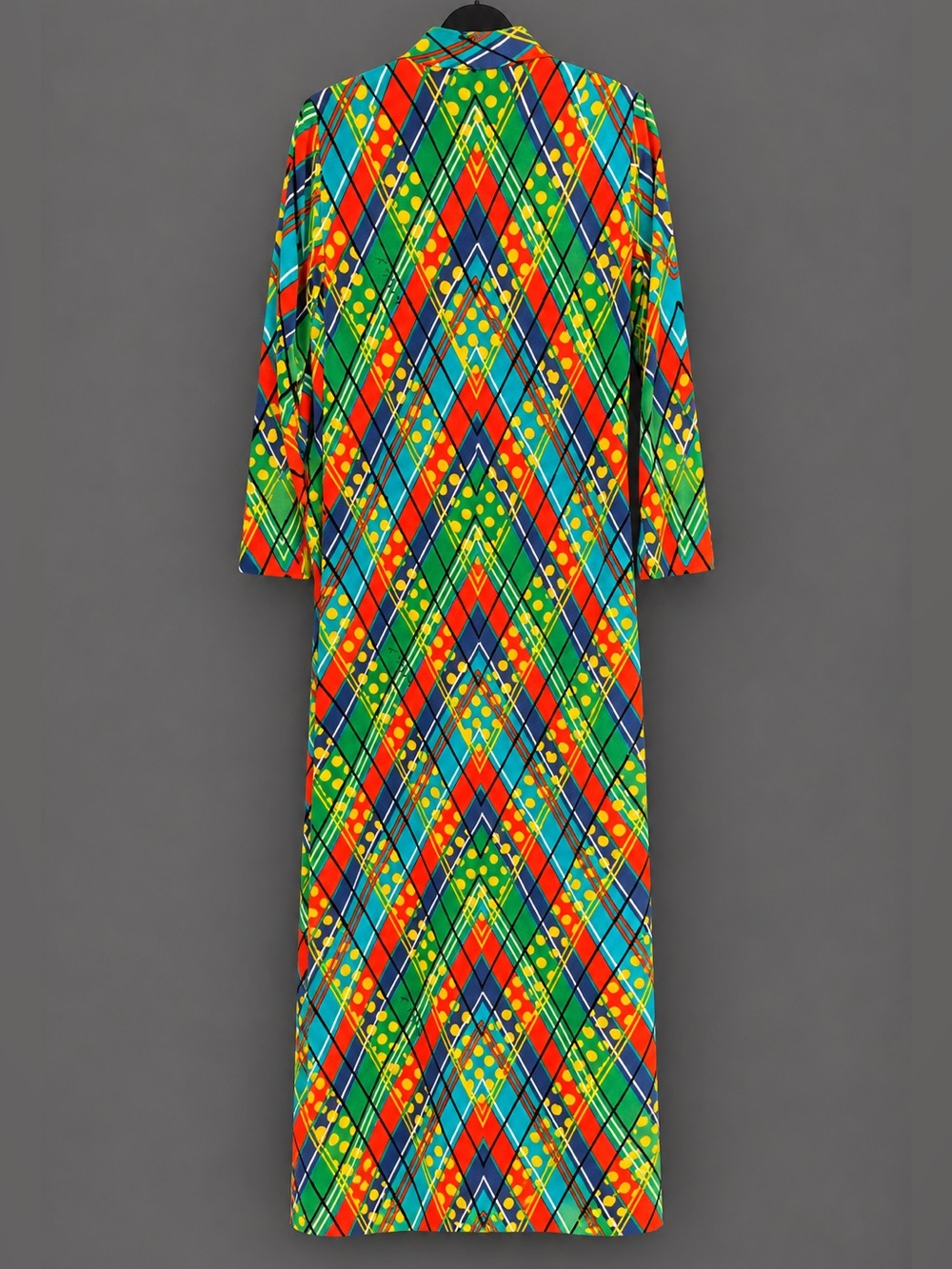 Vintage Handmade 60s/70s Psychedelic Mod Maxi Housecoat – Bold Geometric Print - Picture 3 of 9